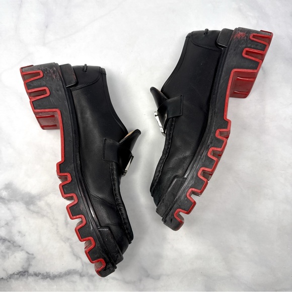 Christian Louboutin CL Moc Dune Chunky Leather Platform Loafer Shoes Grunge 44 - Picture 6 of 16